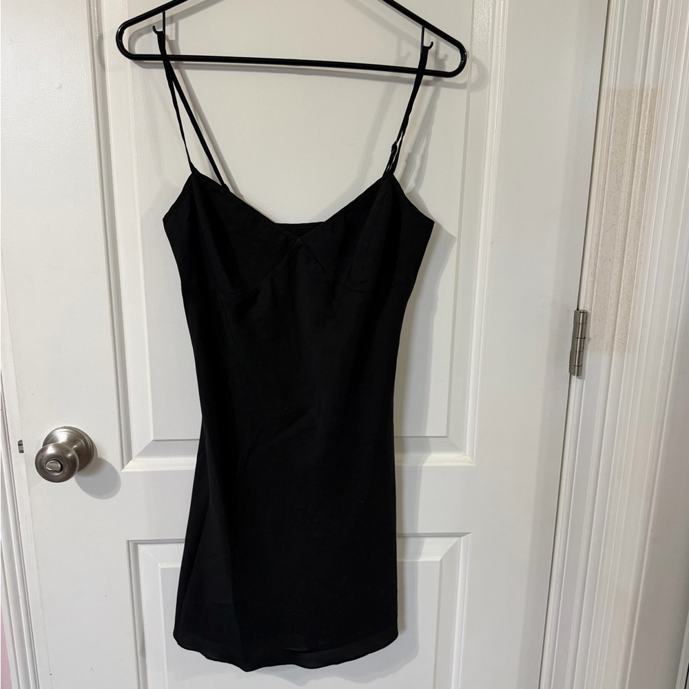Betsey Johnson New York Black A-Line Slip Mini Dress 90s-inspired minimalist